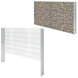 2D gabion fence, steel, 2.008x1.23 m, 10 m, silver