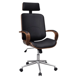Swivel office chair, wood and leatherette