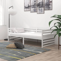 Day bed with mattress, 90x200 cm, white, pine wood