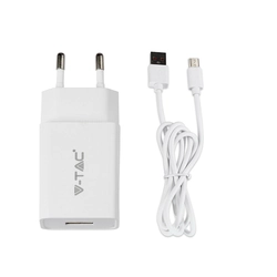 VT5371 Micro USB / DC Wall Charger: 5V, 2.1A / White