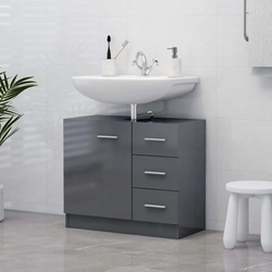 Lumarko Sink cabinet, gray, high gloss, 63x30x54 cm, board