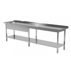 Table with sink and shelf - compartment on the left 2800 x 600 x 850 mm POLGAST 212286-6-L 212286-6-L