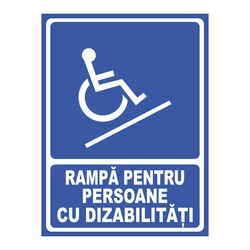 PVC sign - Ramp for people with disabilities, 15x20 cm