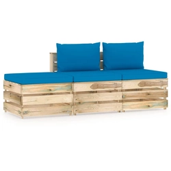 Lumarko, 3 pcs. wooden garden seating set with pillows