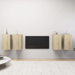 Lumarko TV cabinets, 4 pcs, sonoma oak, 30.5x30x60 cm, board