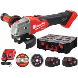 Milwaukee M18FSAG125XB100P-502P cordless angle grinder 18 V | 125 mm | 8500 RPM | Carbon Brushless | 2 x 5 Ah battery + charger | In Heavy Duty case