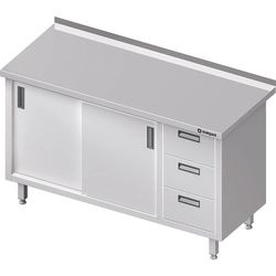 Wall table with a block of three drawers (P), sliding doors 1900x700x850 mm