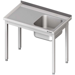 Stainless steel table with 1-bowl sink(P) 800x600, twisted | Stalgast