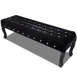 Black velvet bench with crystal buttons