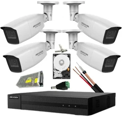 Hikvision surveillance system 4 Turbo HD cameras 2MP IR 40m DVR 4 channels 2MP HDD 500GB Accessories included