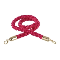 Red rope for separating posts with golden carabiners