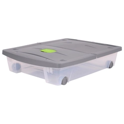 Plastic container under the bed 50L with wheels and a lid DARK GRAY