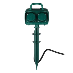 4 Ways Garden Sockets - Green - IP44 - 3m wire - Garden Spike