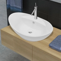 Lumarko A luxurious oval washbasin with an overflow hole and a tap