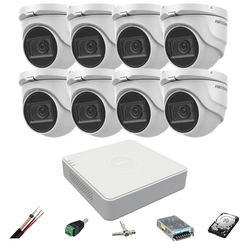 Hikvision surveillance system 8 cameras 8MP, 2.8mm, IR 30m, DVR 8 channels 4K, accessories, hard disk