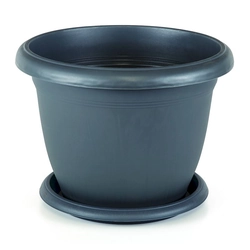 ALFIstyle Round garden planter with XL saucer, diameter 48cm, black