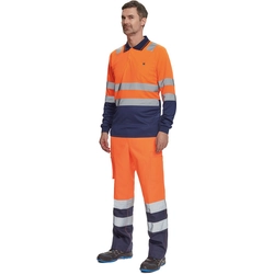 Cerva LEON HV long sleeve polo shirt - Orange/Navy Size: M