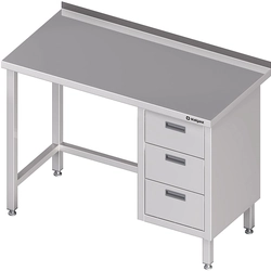 Wall stainless steel table with a block of three drawers (P) 1700x700 | Stalgast