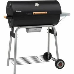 Landmann Black Taurus Charcoal Grill with Lid and Wheels, enamelled steel