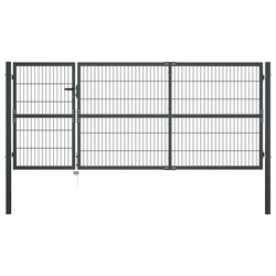Fence gate with posts, steel, 350 x 120 cm, anthracite
