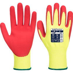 PORTWEST Gloves Vis-Tex HR Cut - nitrile Size: M, Color: fluorescent yellow / red