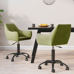 2 light green velvet swivel dining chairs