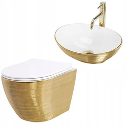 Carlos wc set bowl + Sofia Brushed Gold washbasin