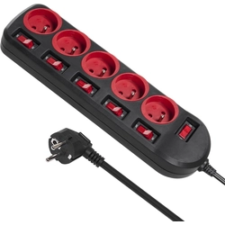 Maclean Energy power strip 5 sockets 1.5 m red (MCE204)