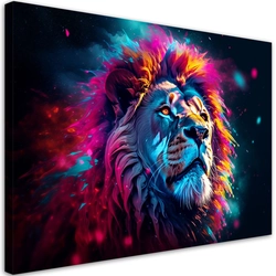 Canvas Print, Neon Lion Animal Africa -120x80