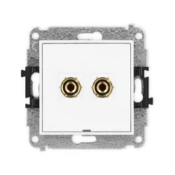 KARLIK Speaker socket with "banana" type connectors, without description field Color: Matt white