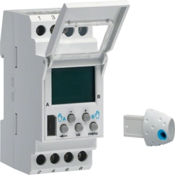 Digital time switch for distribution board Hager EE181 DIN rail AC/DC Change-over contact IP20