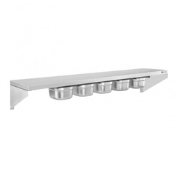 Stainless steel shelf 120 cm on consoles + 5 x GN 1/6