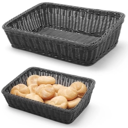 Display basket for bread, oblique bread rectangular black 400x300x120 mm - Hendi 426661