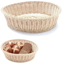 Display basket for bread, round, beige, dia. 400 mm - Hendi 426920