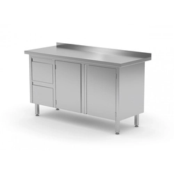 Wall table, cabinet with two drawers and hinged doors - drawers on the left side 1900 x 600 x 850 mm POLGAST 132196-L 132196-L