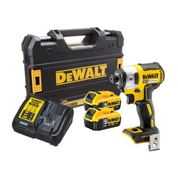 DeWalt DCF887P2-QW cordless impact driver with bit holder 18 V|205 Nm |1/4 inches | Carbon Brushless |2 x 5 Ah battery + charger | TSTAK in a suitcase