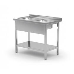 Table with two small sinks and a shelf 800 x 600 x 850 mm POLGAST 222086-MK 222086-MK