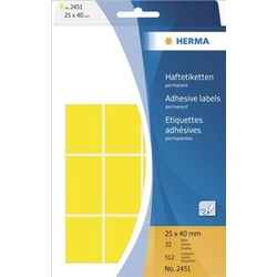 Herma Self-adhesive labels, yellow, 25x40 mm 512 pcs. - 2451
