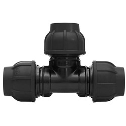 PP clamp tee 90st. 63x50x63 PN16, for PE pipes, black colour