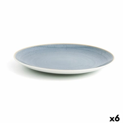 Flat Plate Ariane Terra Blue Ceramic Ø 31 cm (6 Pieces)