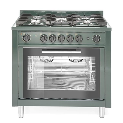 5-palnikowa gas stove with electric convection oven and grill, green