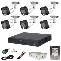 Dahua surveillance system 6 cameras 5MP Dual Light IR 20m WL 20m DVR 8 channels with accessories and HDD 1TB included