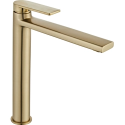 REA VERSO Brush Gold Washbasin Faucet, Brushed Gold, High