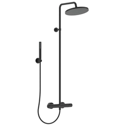 Stationary shower system Ideal Standard Ceratherm T25, with Ø300 head and Stick hand shower, Silk Black matte black