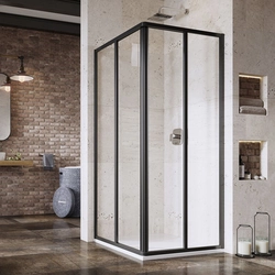 Ravak Supernova rectangular shower wall, SRV2-100 195 S, black+transparent glass