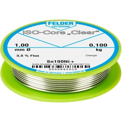 Solder tin Felder Löttechnik ISO-Core "Clear" Sn100Ni + 5552941010 Spool Sn99.25Cu0.7Ni0.05 0.100 kg