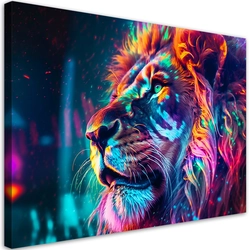 Canvas Print, Neon Animal Lion Ai -100x70