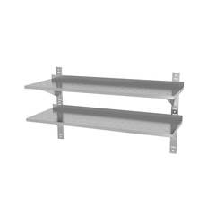 Adjustable double, perforated hanging shelf with two consoles | 1000x300x600 mm