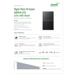 Photovoltaic module JinkoSolar JKM470N-60HL4-V 470W 1500V Silver