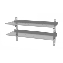 Double adjustable hanging shelf, perforated with two consoles 1400 x 300 x 600 mm POLGAST 384143-PERF 384143-PERF